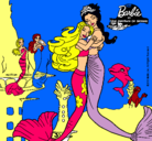 Dibujo Barbie sirena y la reina sirena pintado por marimiprima