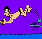 Dibujo Salto de trampolín pintado por nadador