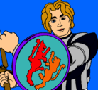 Dibujo Caballero con escudo de león pintado por athena