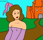 Dibujo Princesa y castillo pintado por vach