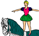Dibujo Trapecista encima de caballo pintado por yulianita