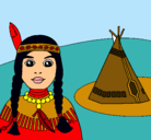 Dibujo India y tepee pintado por yyndyyaa