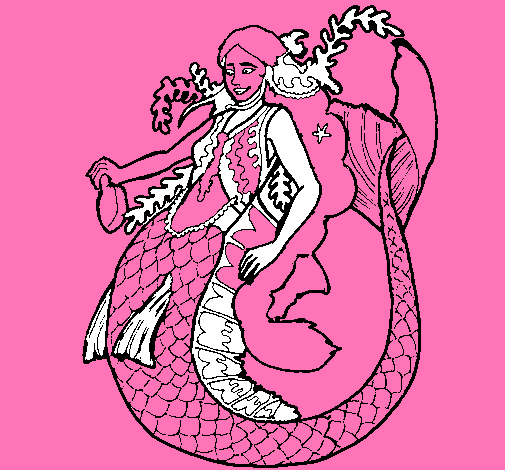Dibujo Sirena con larga melena pintado por juliepa