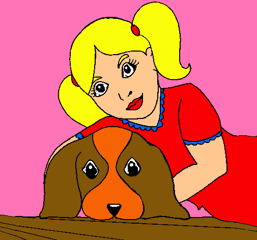 Dibujo Niña abrazando a su perro pintado por leticool