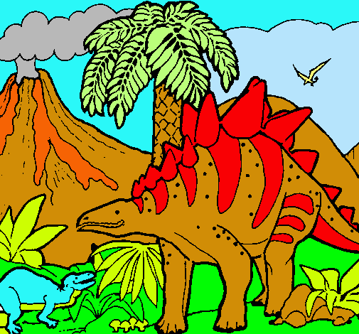 Dibujo Familia de Tuojiangosaurios pintado por sebaosito