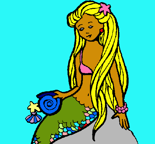 Dibujo Sirena con caracola pintado por aniter