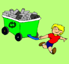 Dibujo Niño reciclando pintado por mario-2011