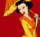 Dibujo Geisha con paraguas pintado por nenna