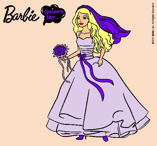 Dibujo Barbie vestida de novia pintado por IreeneeXB