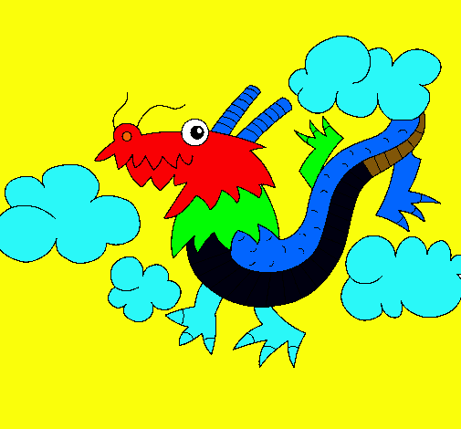 Dibujo Dragón chino pintado por Santiago01