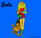 Dibujo Barbie con sus mascotas pintado por luque