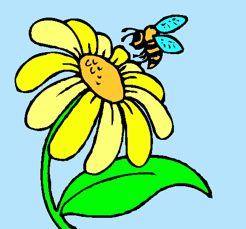 Dibujo Margarita con abeja pintado por IreeneeXB
