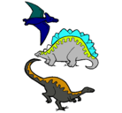 Dibujo Tres clases de dinosaurios pintado por jaguilar