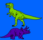 Dibujo Triceratops y tiranosaurios rex pintado por MAMAPATTY