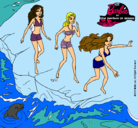 Dibujo Barbie y sus amigas en la playa pintado por jani