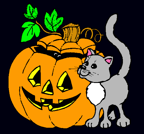 Calabaza y gato