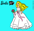 Dibujo Barbie vestida de novia pintado por LLUCHIA 