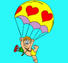 Dibujo Cupido en paracaídas pintado por cupido