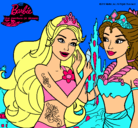 Dibujo Barbie se despiede de la reina sirena pintado por catalanis