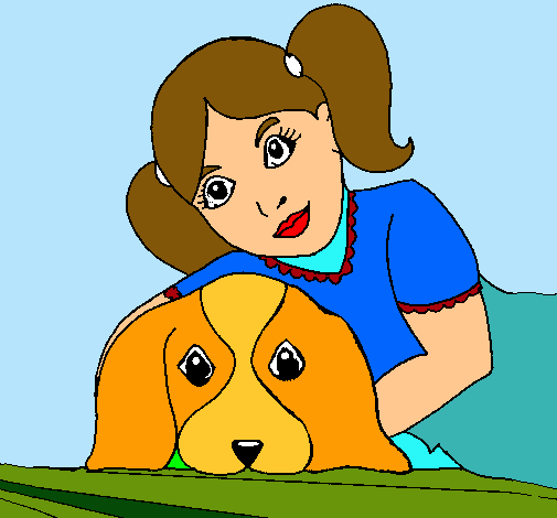 Dibujo Niña abrazando a su perro pintado por maricel416