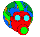 Dibujo Tierra con máscara de gas pintado por romel