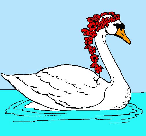 Cisne con flores