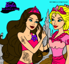 Dibujo Barbie se despiede de la reina sirena pintado por macapca