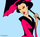 Dibujo Geisha con paraguas pintado por carolinat