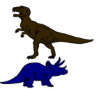 Dibujo Triceratops y tiranosaurios rex pintado por nmmm