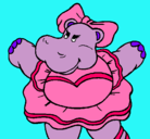 Dibujo Hipopótama con lazo pintado por hipobalet