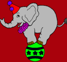 Dibujo Elefante encima de una pelota pintado por mandali
