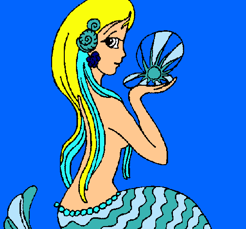 Dibujo Sirena y perla pintado por selia 