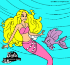 Dibujo Barbie sirena con su amiga pez pintado por 56276