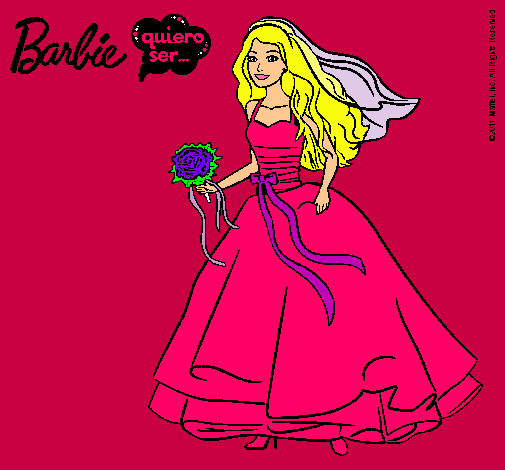 Dibujo Barbie vestida de novia pintado por Elly642