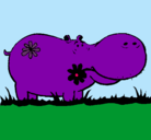 Dibujo Hipopótamo con flores pintado por uiiiiiiiiiii