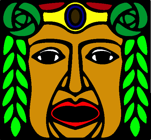 Dibujo Máscara Maya pintado por fontin