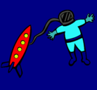 Dibujo Cohete y astronauta pintado por monsegat