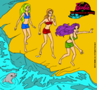 Dibujo Barbie y sus amigas en la playa pintado por tr5tyjh