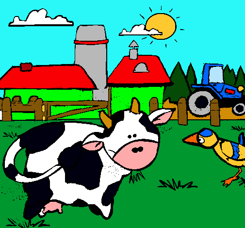 Vaca en la granja