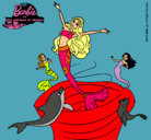 Dibujo Barbie sirena contenta pintado por Esmii
