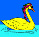 Dibujo Cisne con flores pintado por bizz