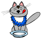 Dibujo Gato comiendo pintado por mininsi