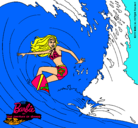 Dibujo Barbie practicando surf pintado por greta