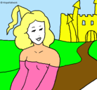 Dibujo Princesa y castillo pintado por azusena