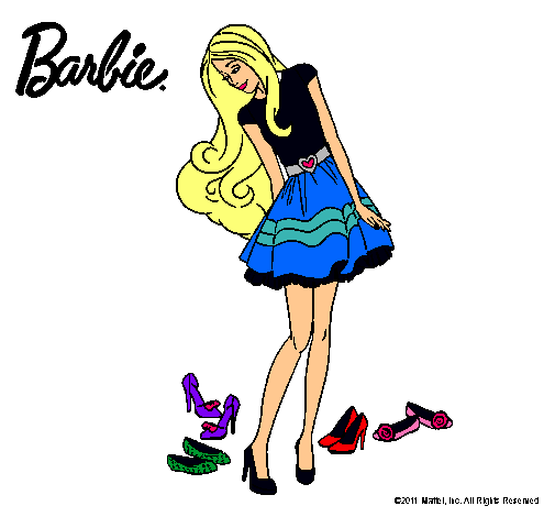 Dibujo Barbie y su colección de zapatos pintado por lara2002