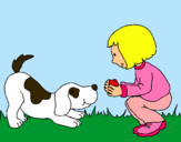 Dibujo Niña y perro jugando pintado por Danielben