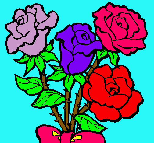 Dibujo Ramo de rosas pintado por palo