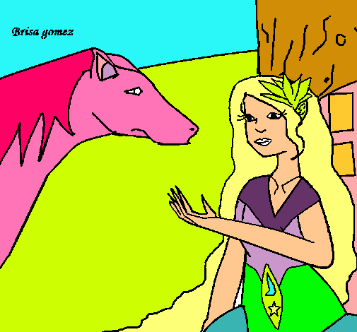 Dibujo Princesa y caballo pintado por frersita
