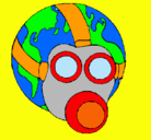 Dibujo Tierra con máscara de gas pintado por fgomez