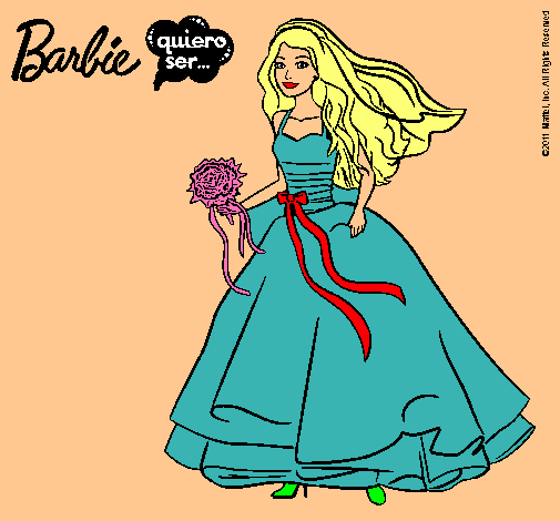 Dibujo Barbie vestida de novia pintado por noelia34